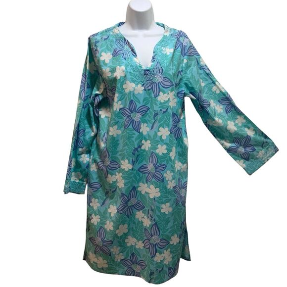 Lilly Pulitzer Vintage White Label Embroidered Long Sleeve Dress  Size Large - Picture 1 of 10